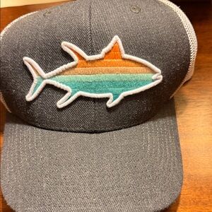 Gray Trucker Hat with Colorful Shark Patch